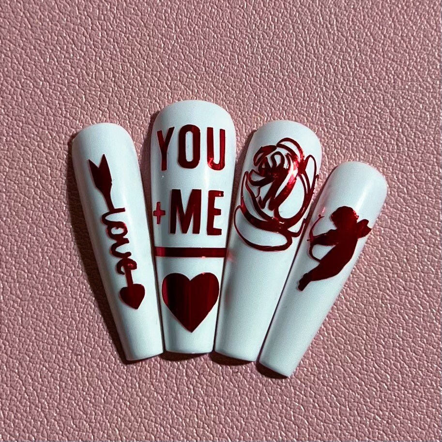 Valentinstag Nagel Sticker| Cupid Nail Sticker, Rose Aufkleber, Love Pfeil Vday Nails, Lips Sticker von RizaZoeDesigns