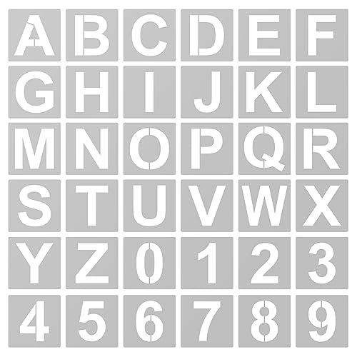 Buchstaben Schablone 3 Zoll, 36 Stk Buchstabenschablonen Stencil Buchstaben Zahlen Schablonen Kunststoff Buchstabennummer Vorlage von Rjayaa