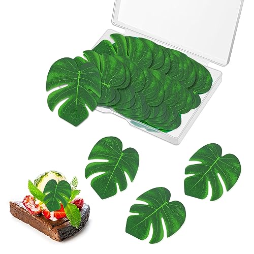 Dschungel Tortendeko Blätter 72 Stück Tropische Schildkrötenblätter Cupcake Topper Oblatenpapier Palmblatt Grüne Kuchen Deckel Dekoration von Rjayaa