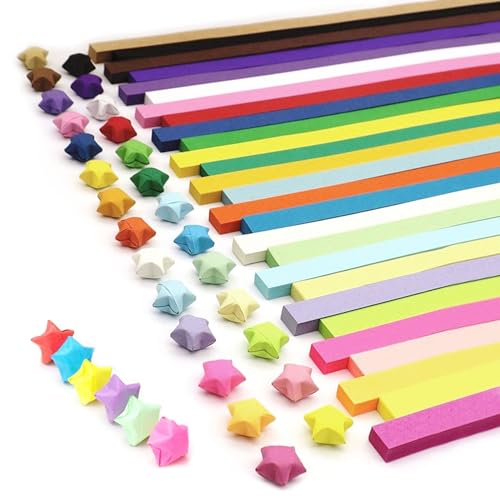 Papierstreifen zum Basteln 1350 Stück Papierstreifen Origami Papier Sterne Streifen Buntes Paper Star Strips für Bastelarbeiten von Rjayaa
