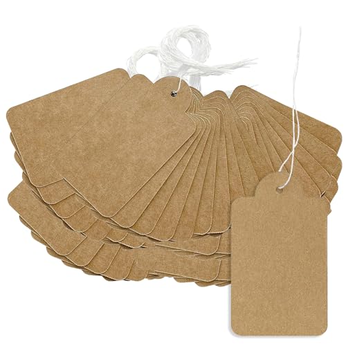 Preisschilder Anhänger 500 Stk Kraftpapier Hängeetiketten mit Faden 35 x 22mm Preisschilder Etiketten Preisetiketten Geschenkanhänger von Rjayaa