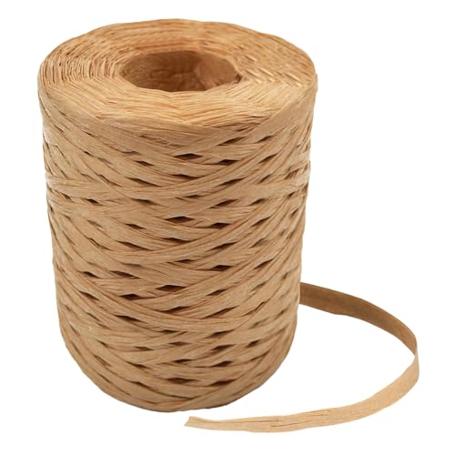 Raffia Garn Bastband 200M Geschenkband Bast Band Raffia Papiergarn Naturbast zum Häkeln Bastbänder Packschnur für taschen von Rjayaa