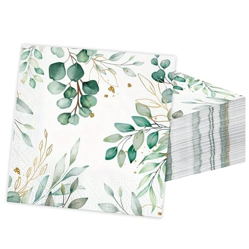 Servietten Eukalyptus Grün Papierservietten 80 Stk Einweg Servietten Hochzeit Gartenparty Napkins Servierten Vintage 33x33 cm von Rjayaa