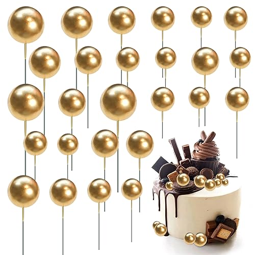 Tortendeko Kugeln 50 Stück Gold Tortendeko Geburtstag Kugel Cake Topper Mini Schaum Ballons DIY Torten Deko für Hochzeit Birthday von Rjayaa