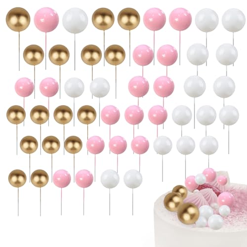 Tortendeko Kugeln 50 Stück Torten Deko Kuchen Decoration Pink Gold Kugeln Tortendeko Cake Topper Schaum Ballon für mädchen Geburtstag von Rjayaa