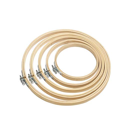 Stickrahmen Nähen,5 Pack Bambus Kreuzstich Set Verstellbare Stickerei Hoop Ringe Runden Holzrahmen für Kunst Handwerk Nähen Needlecraft DIY 5 Größen von Rmeet