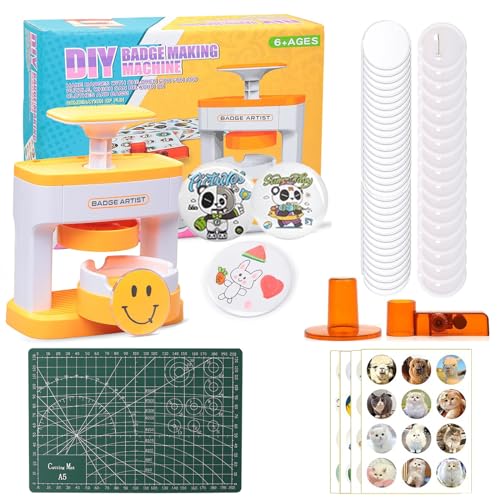 Button Maker Machine,55mm(2.16inch) DIY Button Maker Button Maker Button Press Machine with 48Pcs Button Maker Supplies,Badge Protective Cover,Cutter,Cutting Board & Sticker for Kids Button Maker von Rntfunre