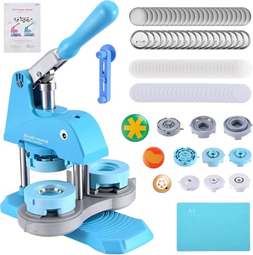 Rntfunre Buttonmaschine Set, Pin Badge Maker mit 36 Badges, Stanzwerkzeug und Zubehör, Verschiedene Größen 35mm/55mm Rntfunre Buttonmaschine Set, Pin Badge Maker mit 36 Badges, Stanzwerkzeug und Zubehör, Verschiedene Größen 35mm/55mm von Rntfunre