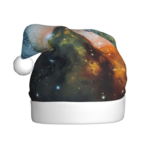 RoMuka Galaxy Space (2) Weihnachtsmütze aus Plüsch für Erwachsene, geeignet für Weihnachtsfeiern von RoMuka