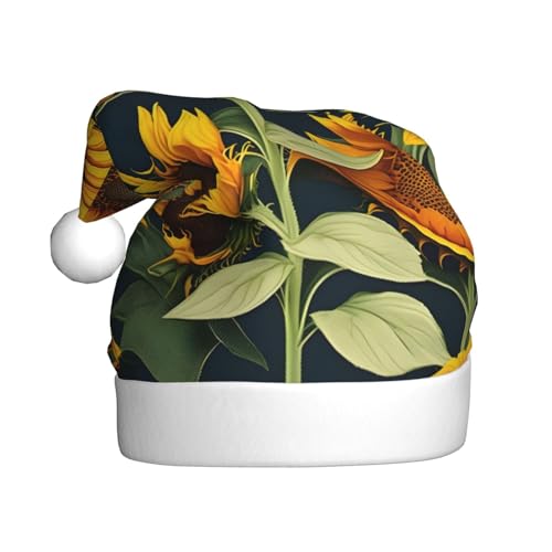 RoMuka Wilde Blume Sonnenblume Erwachsene Plüsch Weihnachtsmütze Warme Mütze geeignet für Weihnachten Party Supplies von RoMuka