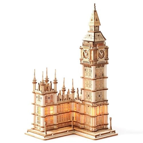 rowood 3D Puzzle Big Ben Modellbau aus Holz - DIY Holzpuzzle Modellbausatz Bastelsets für Erwachsene - Handwerk Holzbausatz Geschenk zum Geburtstag/Weihnachten von rowood