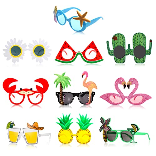 RoadLoo Party Brillen, 10 Paar Hawaiianische Brille Party Sonnenbrille Lustige Lustige Luau Party Brille Lustige Brille Set für partys Weihnachten Photo Booth Requisiten Partyzubehör von RoadLoo