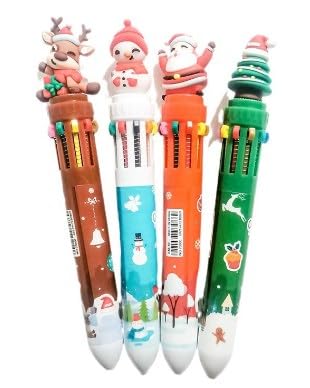 RoadLoo Weihnachts Kugelschreiber, 8 Stück Kugelschreiber Weihnachten 10-in-1 Mehrfarbiger Einziehbarer Shuttle Stift Weihnachts Kugelschreiber für Studenten Kinder Weihnachten Party Geschenke von RoadLoo