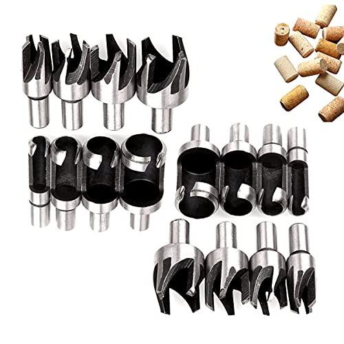 Zapfenbohrer Cutter Set,RoadLoo 16 Stück Zapfenschneider Holz Plug Cutter Bohrer Set Pfropfenbohrer Cutter Drill Zapfenfräser Zapfenbohrer 6mm / 10mm / 13mm / 16mm ür Handbohrer Holzbearbeitun von RoadLoo