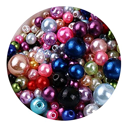 Roadoor 150 stücke Faux Pearl Perlen Pack, 3-8mm, perforierte sortierte Farben Vase Füllstoffe mit Loch DIY Schmuck Ohrgriff Halsketten, die Nachahmung Perlen Machen 2. OneSize von Roadoor