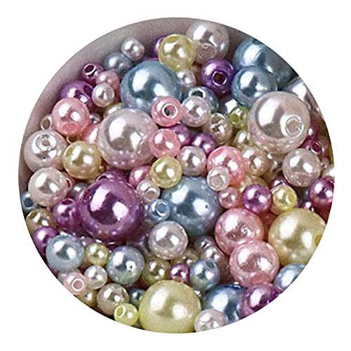 Roadoor 150 stücke Faux Pearl Perlen Pack, 3-8mm, perforierte sortierte Farben Vase Füllstoffe mit Loch DIY Schmuck Ohrgriff Halsketten, die Nachahmung Perlen machen 1. Onesize von Roadoor