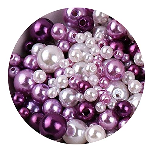 Roadoor 150 stücke Faux Pearl Perlen Pack, 3-8mm, perforierte sortierte Farben Vase Füllstoffe mit Loch DIY Schmuck Ohrgriff Halsketten, die Nachahmung Perlen machen 5. Einheitsgröße von Roadoor