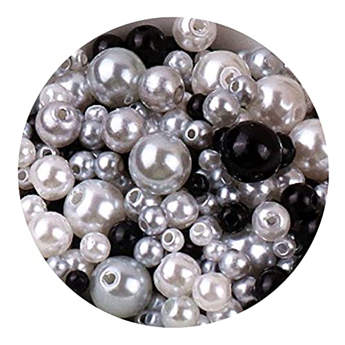 Roadoor 150 stücke Faux Pearl Perlen Pack, 3-8mm, perforierte sortierte Farben Vase Füllstoffe mit Loch DIY Schmuck Ohrgriff Halsketten, die Nachahmung Perlen machen fünfzehn Einheitsgröße von Roadoor