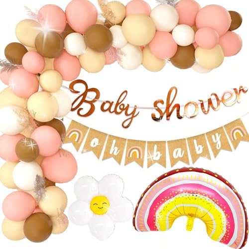 Babyparty Mädchen Dekorationen Babyparty Dekorationen Frauen Boho Regenbogen Babyparty Willkommensschild It's A Girl Banner Baby Girl Luftballons Babyparty Foto Requisiten von Roaring Good Time