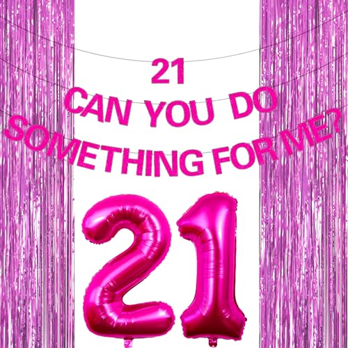 Hot Pink 21 Can You Do Something for Me Banner Luftballons Schwarz 21. Geburtstag Banner für 21. Geburtstag Party Dekorationen 21 Geburtstag Party Supplies von Roaring Good Time