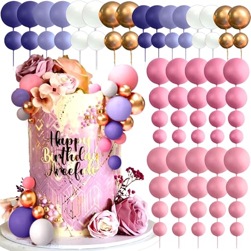 Lila Rosa Kugeln Kuchen Dekor Luftballons Kuchen Topper für Geburtstag Hochzeit Brautdusche Babyparty Party Supplies Lila Rosa Party Dekoration von Roaring Good Time