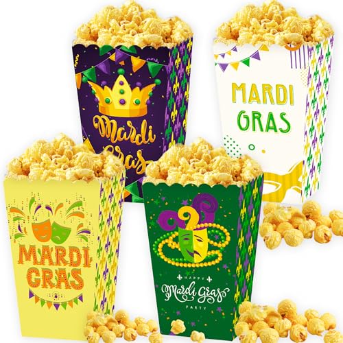 Mardi Gras Popcorn-Boxen für Gastgeschenke, Karneval, Partygeschenktüten, Boxen für Tischdekorationen für Party, Zuhause, Zimmer von Roaring Good Time