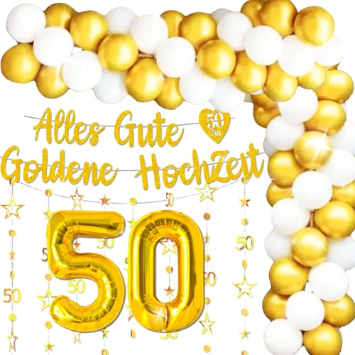 Roaring Good Time 50 Hochzeitstag Deko Deko Goldene Hochzeit 50 Goldene Hochzeit Deko 50 Hochzeitstag Happy 50th Anniversary Luftballons Goldweiße Luftballons Herzballon von Roaring Good Time