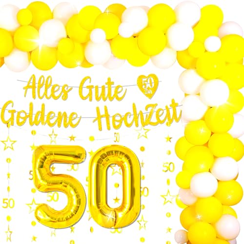 Roaring Good Time 50 Hochzeitstag Deko Deko Goldene Hochzeit 50 Goldene Hochzeit Deko 50 Hochzeitstag Happy 50th Anniversary Luftballons Goldweiße Luftballons Herzballon von Roaring Good Time