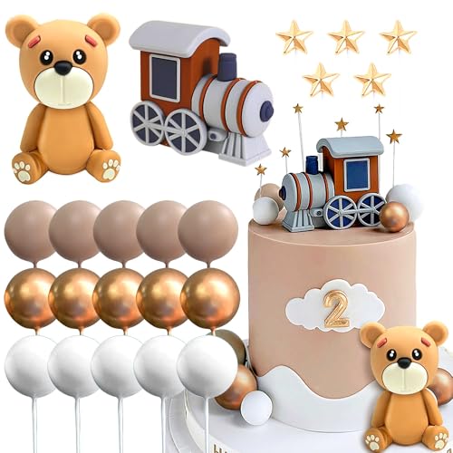 Roaring Good Time Beige Teddybär Tortendeko Tortendeko Taufe Junge Tortendeko Mädchen 1 Jahr Brau Tortendeko Teddybär Kuchen Dekoration für Hochzeit Babyshower Geburtstag Party von Roaring Good Time