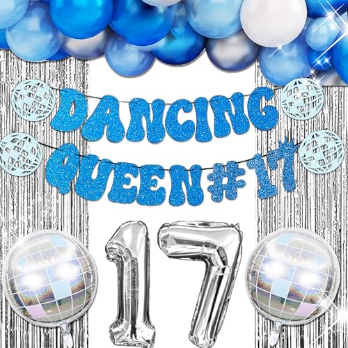 Roaring Good Time Blaue Dancing Queen 17 Balloon Dancing Queen 17 Geburtstag Dekoration Dancing Queen 17 Party Dekorationen Mamma Mia Disco Geburtstag Party Dekorationen 70er Jahre Disco Dekoration von Roaring Good Time