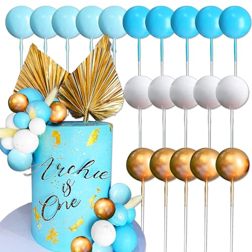 Roaring Good Time Blaue Kuchendekoration Blau Gold Kugeln Cake Topper Oh Boy Cake Topper It's a Boy Tortendeko Baby Shower Tortendeko für Hochzeit Brautdusche Geburtstag von Roaring Good Time