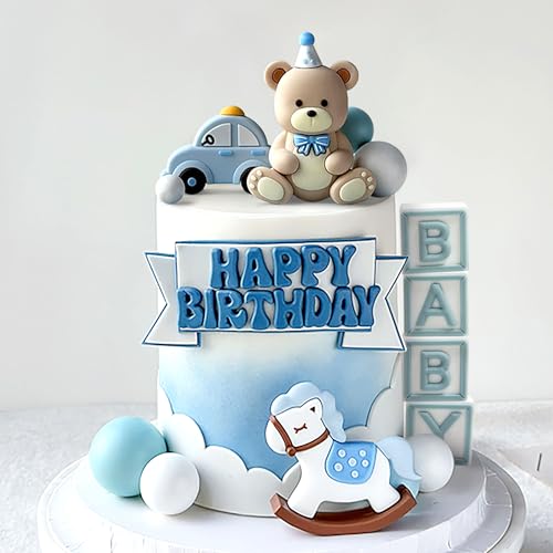 Blauer Bär Tortendeko Baby Bär Cake Topper Pferd Kuchen Topper Bären Tortendeko Baby Shower Geburtstag Tortendeko von Roaring Good Time