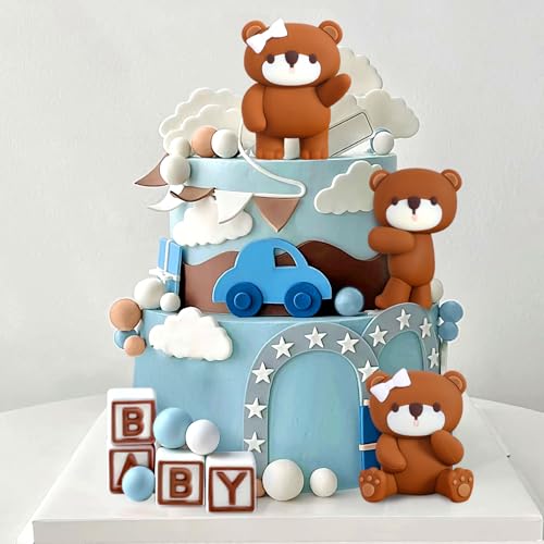 Roaring Good Time Boho Bär Tortendeko Blau Gold Kugeln Cake Topper Bären Kuchen Tortendeko Baby Shower Geburtstag Tortendeko von Roaring Good Time