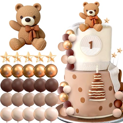 Roaring Good Time Braunbär Tortendeko Beige Braun Kugeln Cake Topper Boho Bären Kuchen Tortendeko Baby Shower Geburtstag Tortendeko von Roaring Good Time