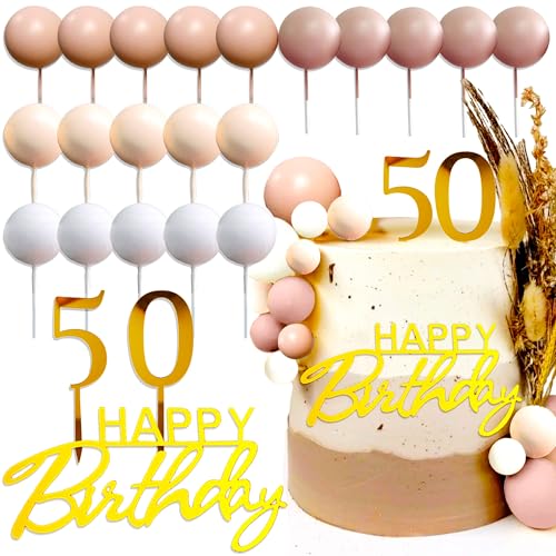 Roaring Good Time Deko 50 Geburtstag Frauen 50 Geburtstagstorte Dekoration 50 Beige Gold Weiß Balls 50 Jahre Happy Birthday Decorations 50 Geburtstagsdeko von Roaring Good Time