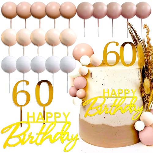 Roaring Good Time Deko 60 Geburtstag Frauen 60 Geburtstagstorte Dekoration 60 Beige Gold Weiß Balls 60 Jahre Happy Birthday Decorations 60 Geburtstagsdeko von Roaring Good Time