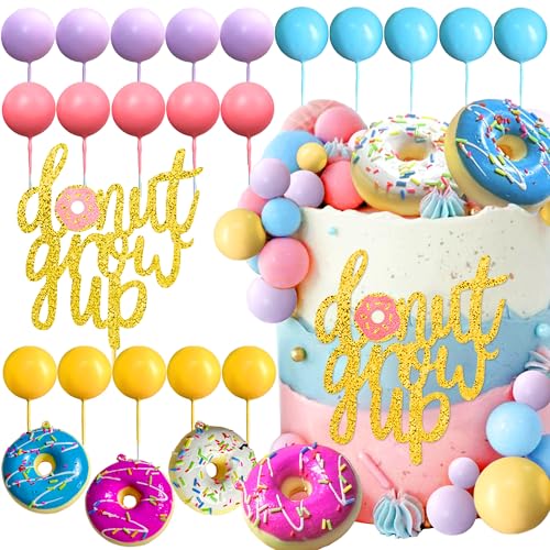 Roaring Good Time Donut Grow Up Cake Topper Baby Streudeko Macaron Balls Donut Mini Donut Cupcake Topper für Geburtstag Baby Shower Party Supplies von Roaring Good Time