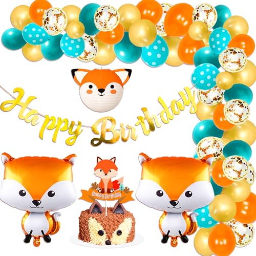 Roaring Good Time Fox Geburtstagsdekorationen Waldtier Luftballons Mädchen Fuchs Babyparty Dekorationen Party Tier Geburtstag Dekorationen Woodland Thema Geburtstag Party Supplies von Roaring Good Time