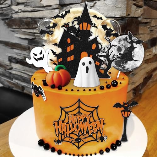 Roaring Good Time Halloween Kuchendekoration Withch Ghost Haunted House Kuchendekoration Hexe Kuchendekoration Kürbis Tortendekoration Halloween Party Zubehör von Roaring Good Time