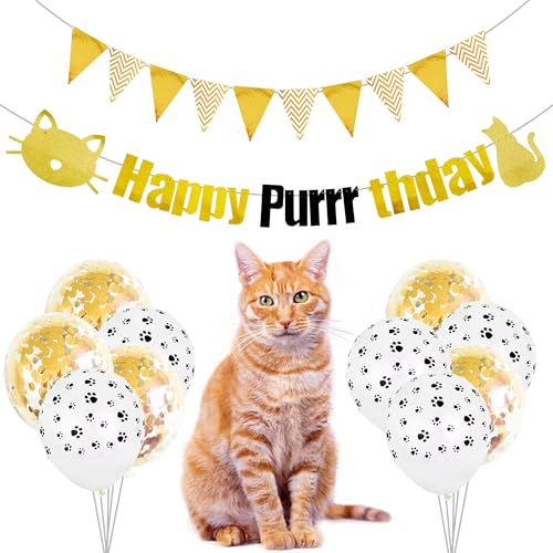 Roaring Good Time Katze Geburtstag Party Dekoration Happy Purrthday Schild Haustier Katze Geburtstag Party Supplies Dekorationen Lets Pawty Ballons Katze Themed Geburtstag Dekorationen Katze Ballons von Roaring Good Time