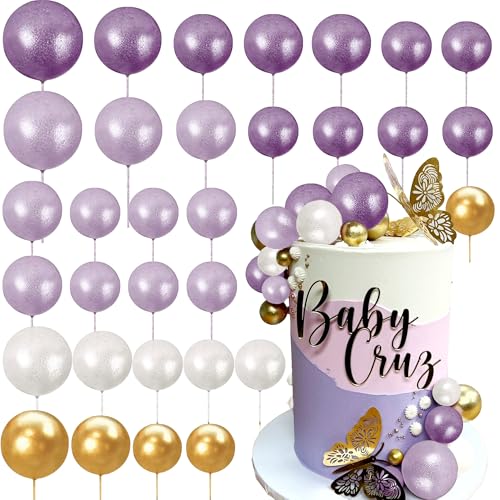 Roaring Good Time Lila Ball Kuchen Topper Rose Gold Ballons für Kuchen Dekoration Zubehör Bälle Kuchen Dekorationen für Geburtstag Hochzeit Brautdusche BabyDusche von Roaring Good Time