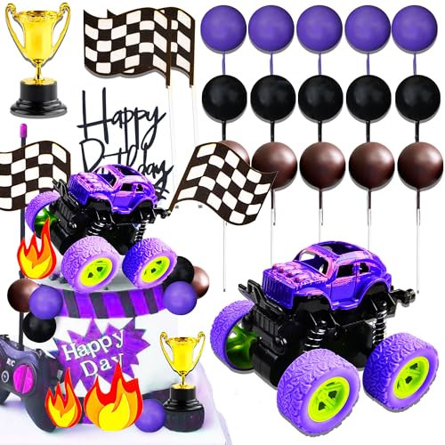 Roaring Good Time Lila Monstertruck Tortenaufleger Monster Truck Cupcake Toppers für Monster Truck Party Dekorationen Monster Truck Geburtstag Dekorationen von Roaring Good Time