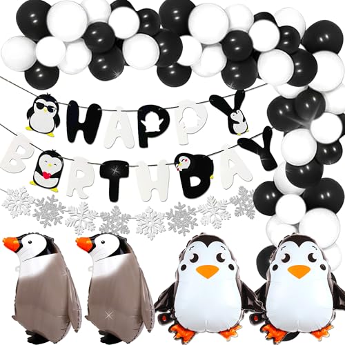 Roaring Good Time Pinguin Geburtstag Partyzubehör Pinguin Geburtstag Luftballons Winter Geburtstags dekoration Schneeflocken Ballons für Wintergeburtstag von Roaring Good Time