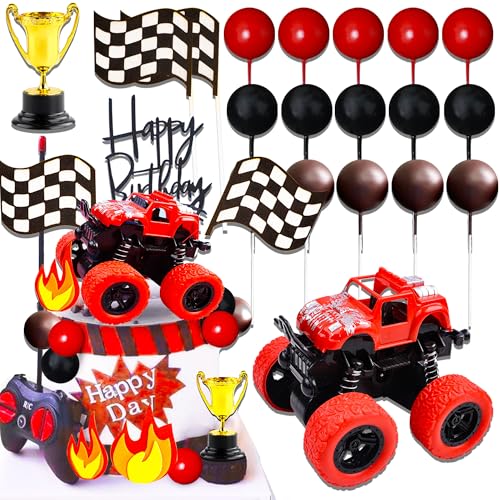 Roaring Good Time Rote Monstertruck Tortenaufleger Monster Truck Cupcake Toppers für Monster Truck Party Dekorationen Monster Truck Geburtstagsdekorationen von Roaring Good Time