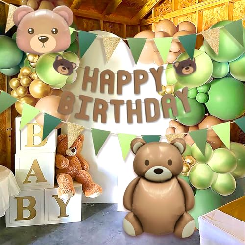 Salbei Grün Bär Geburtstag Bear Geburtstagsdeko 1 Jahr Junge Erster Geburtstag Junge Geburtstagsdeko Boho Deko Geburtstagsmütze Bären Folienballon für Jahre Jungen Geburtstag Partydeko von Roaring Good Time