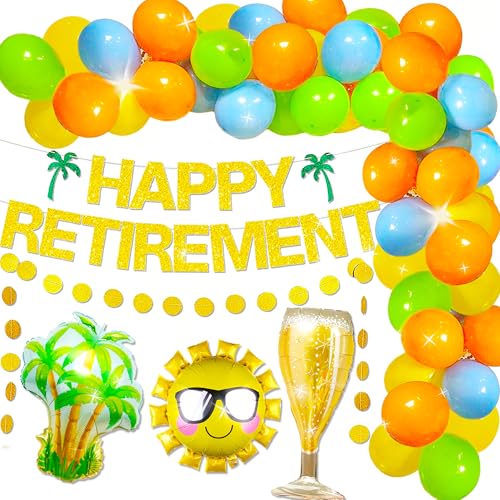 Roaring Good Time Strand Happy Retirement Banner Schild Luftballons Ruhestand Banner Happy Retirement Banner Ruhestand Dekorationen Ruhestand Party Dekorationen Ruhestand Hintergrund von Roaring Good Time