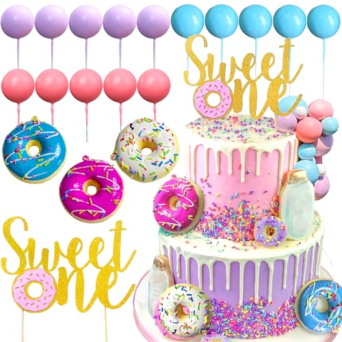 Roaring Good Time Sweet One Cake Topper Sweet One Birthday Party Supplies Donut Grow Up Baby Streudeko Macaron Balls Mini Donut Cupcake Topper für Geburtstagsparty Supplies von Roaring Good Time