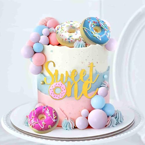 Roaring Good Time Sweet One Tortenaufleger Sweet One Geburtstag Party Zubehör Donut Grow Up BabySprinkle Dekorationen Macaron Balls Mini Donut Cupcake Topper für Geburtstag Party Supplies von Roaring Good Time