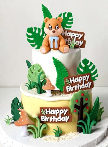 Roaring Good Time Woodland Animals Figuren Cake Topper Woodland Bear Cake Toppers Woodland Animals Birthday Decoration for Baby Shower Birthday von Roaring Good Time