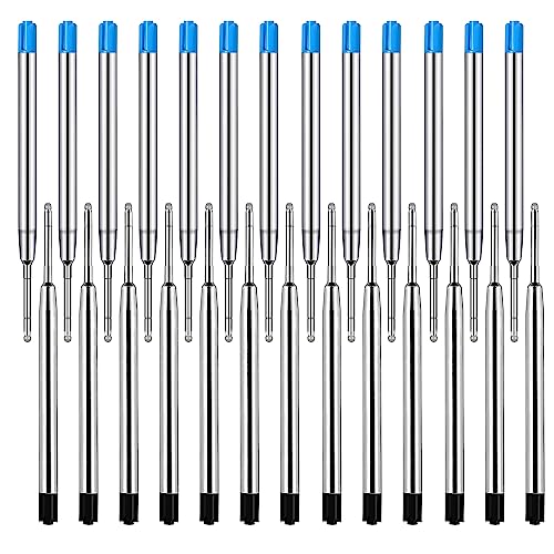 RobLuX 48 Sticks Kugelschreiber Minen, Metall Parker Kugelschreiberminen Kurz 1,0mm Strichstärke M, Ersatzminen Kugelschreiber Kuliminen für Büro Geschäft Schule Zuhause (Blau, Schwarz) von RobLuX